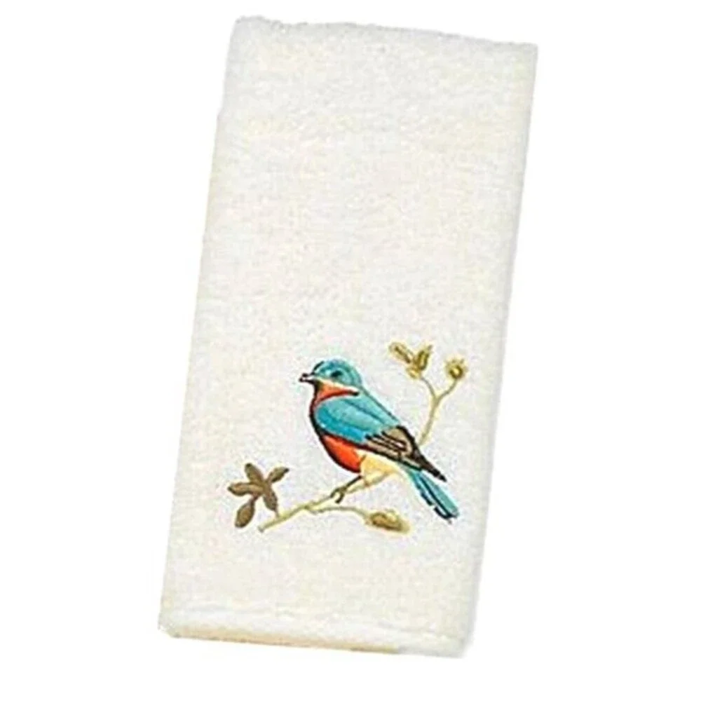 Avanti Premier Songbirds Ivory Fingertip Towels Embroidered Bathroom Set of 2